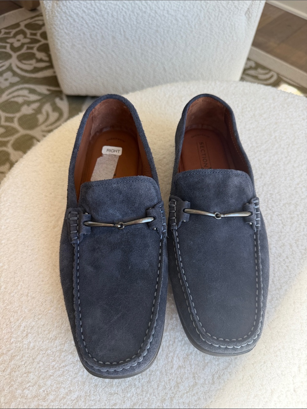New with tags Section X Men's Suede Moccasin Loafers denim blue sheepskin gift